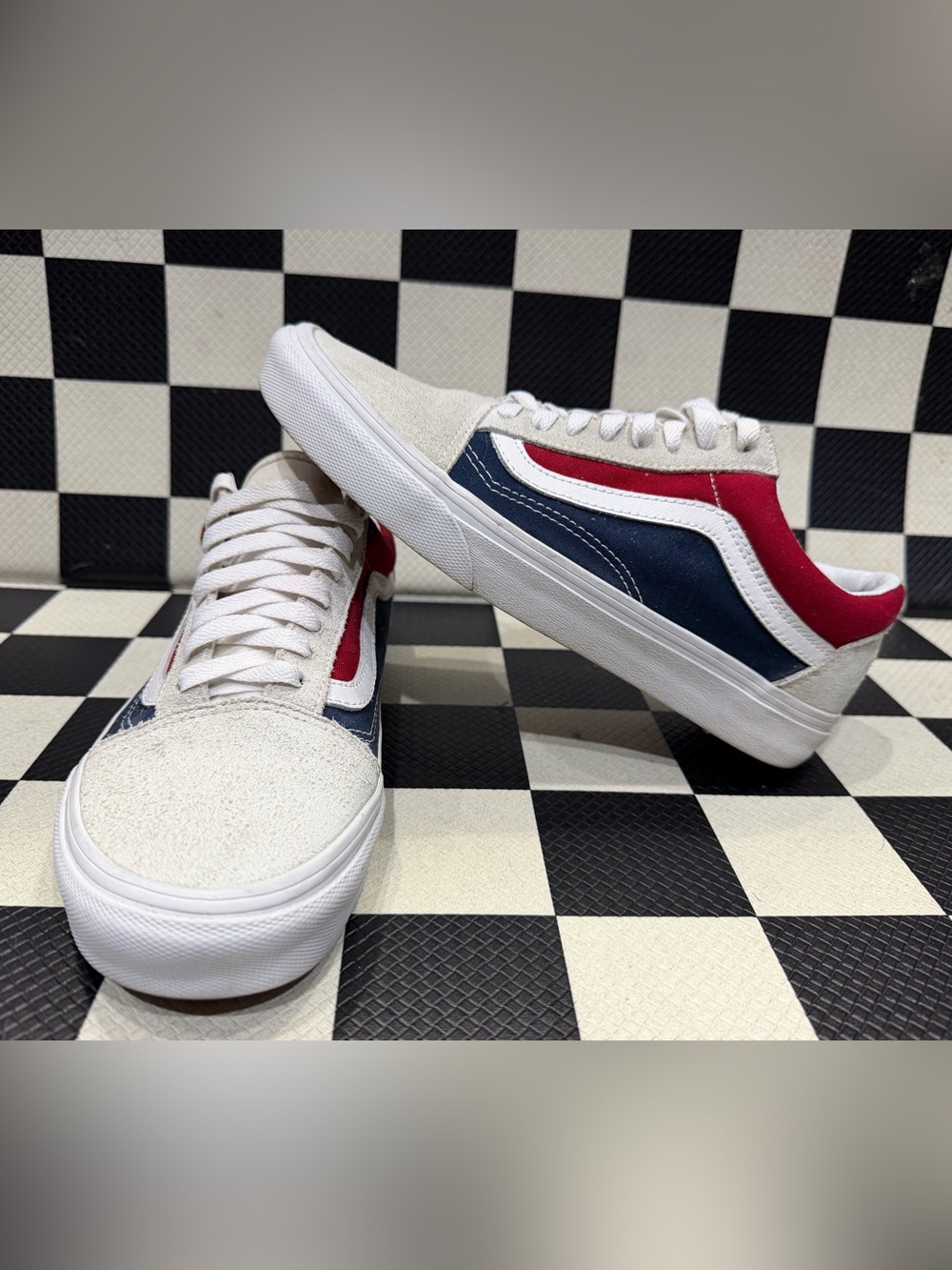 Vans red white and blue old skool retro block